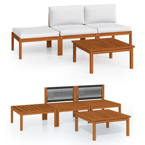 vidaXL 4-Piece Garden Lounge Set with Cushions Cream 63 x 63 cm