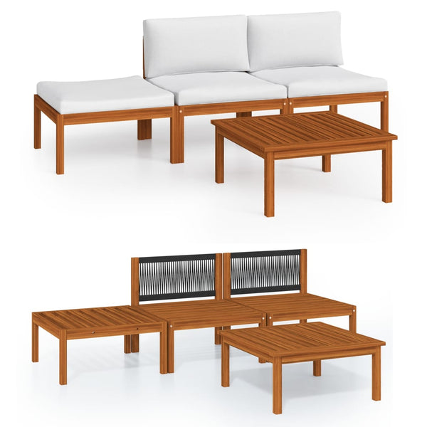vidaXL 4-Piece Garden Lounge Set with Cushions Cream 63 x 63 cm