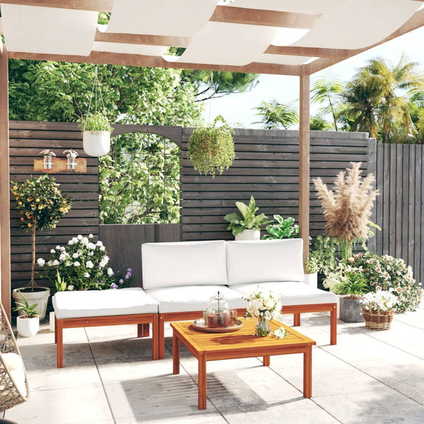 vidaXL 4-Piece Garden Lounge Set with Cushions Cream 63 x 63 cm