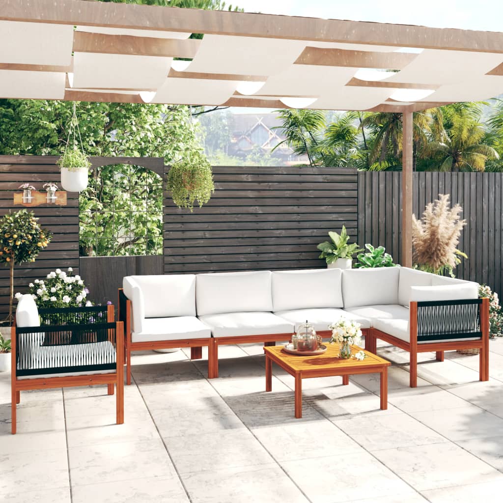vidaXL 7-Piece Garden Lounge Set with Cushions Cream 63 x 63 cm