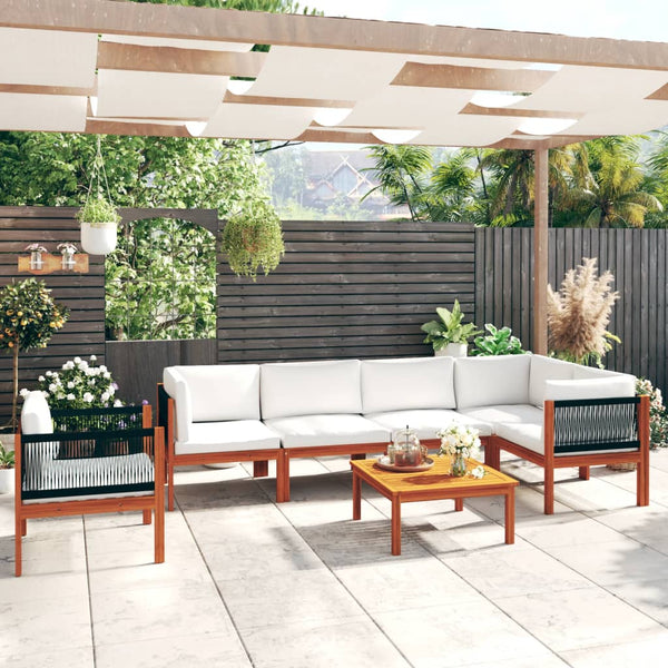 vidaXL 7-Piece Garden Lounge Set with Cushions Cream 63 x 63 cm