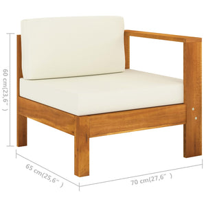 vidaXL 3-Seater Garden Sofa with Cream White Cushions Solid Acacia Wood