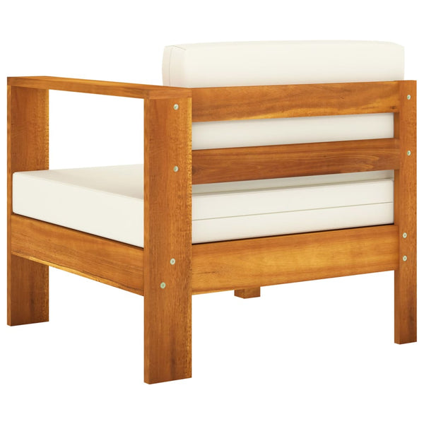 vidaXL 3-Seater Garden Sofa with Cream White Cushions Solid Acacia Wood