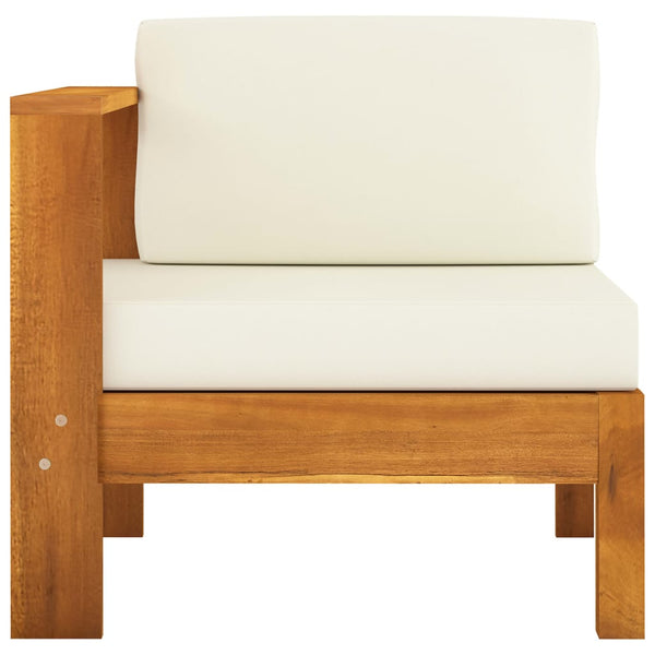 vidaXL 3-Seater Garden Sofa with Cream White Cushions Solid Acacia Wood