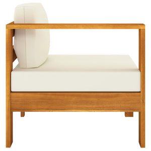 vidaXL 3-Seater Garden Sofa with Cream White Cushions Solid Acacia Wood