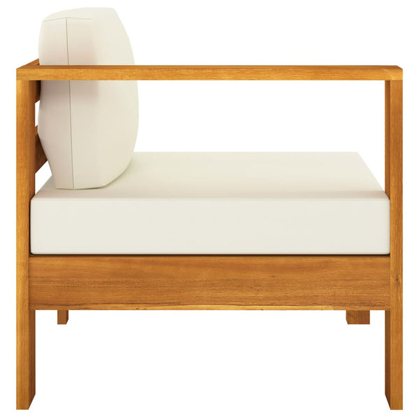 vidaXL 3-Seater Garden Sofa with Cream White Cushions Solid Acacia Wood