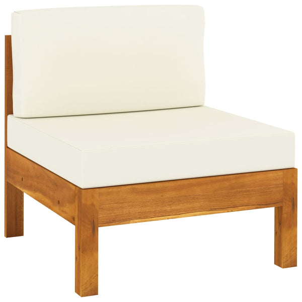 vidaXL 3-Seater Garden Sofa with Cream White Cushions Solid Acacia Wood