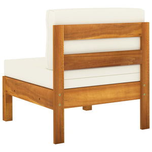 vidaXL 3-Seater Garden Sofa with Cream White Cushions Solid Acacia Wood