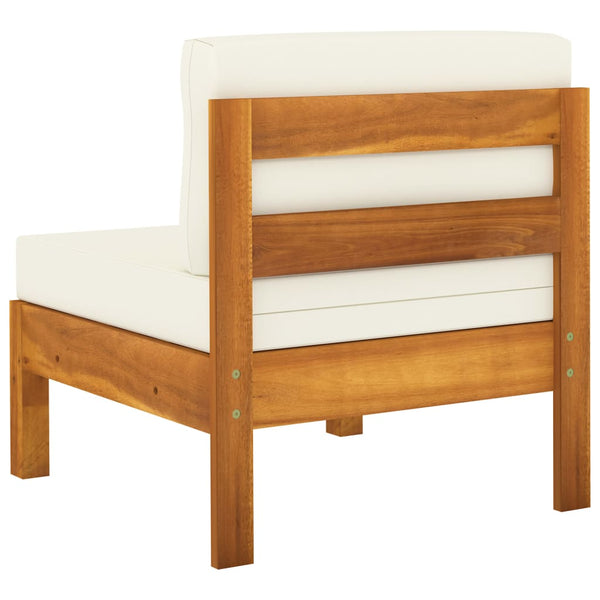 vidaXL 3-Seater Garden Sofa with Cream White Cushions Solid Acacia Wood