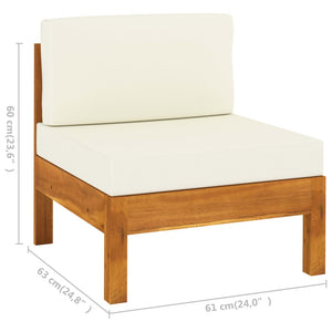 vidaXL 4-Seater Garden Sofa with Cream White Cushions Solid Acacia Wood