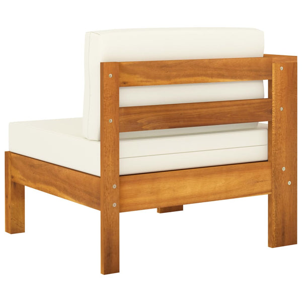 vidaXL 4-Seater Garden Sofa with Cream White Cushions Solid Acacia Wood