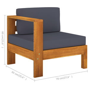 3-Sitzer-Gartensofa mit Dunkelgrauen Auflagen Massivholz Akazie