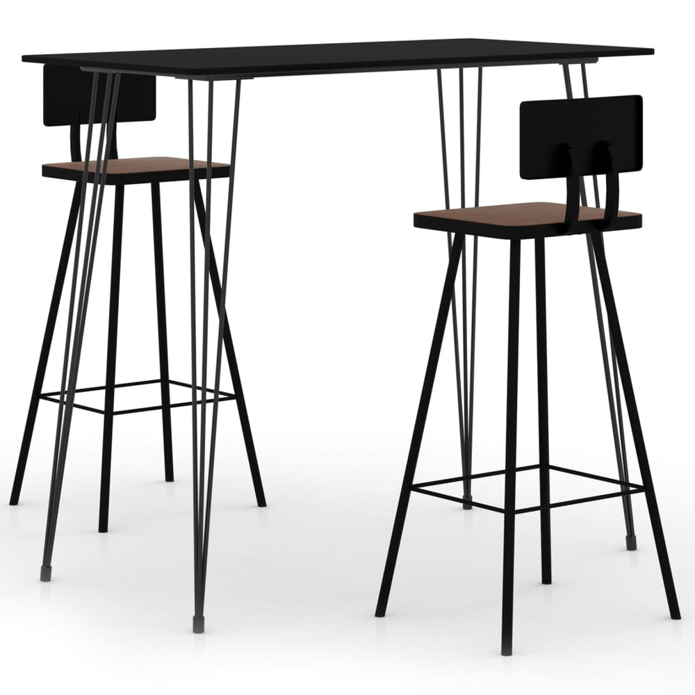 vidaXL 3-Piece Bar Set Black