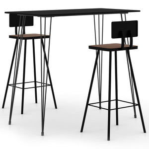 vidaXL 3-Piece Bar Set Black