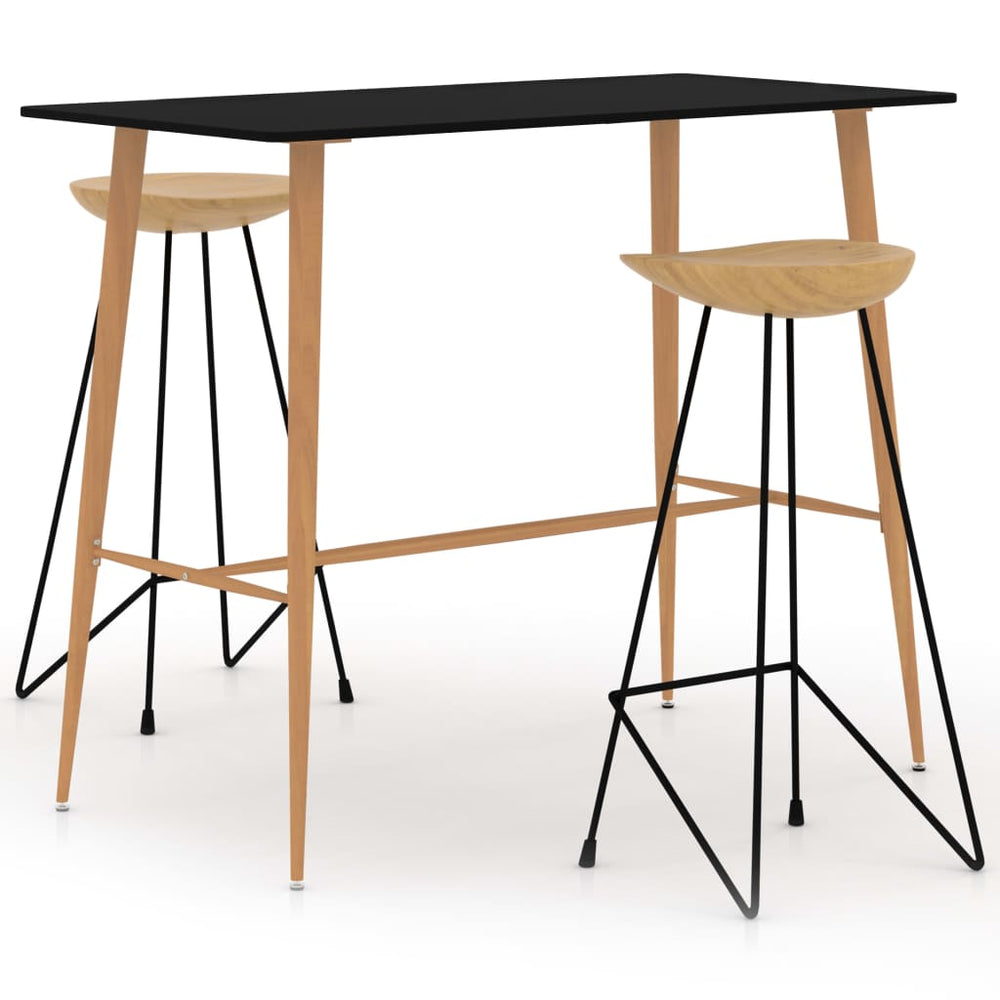 vidaXL 3-Piece Bar Set Black