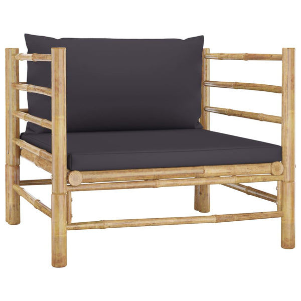 vidaXL 6-Piece Garden Lounge Set with Dark Grey Cushions Bamboo