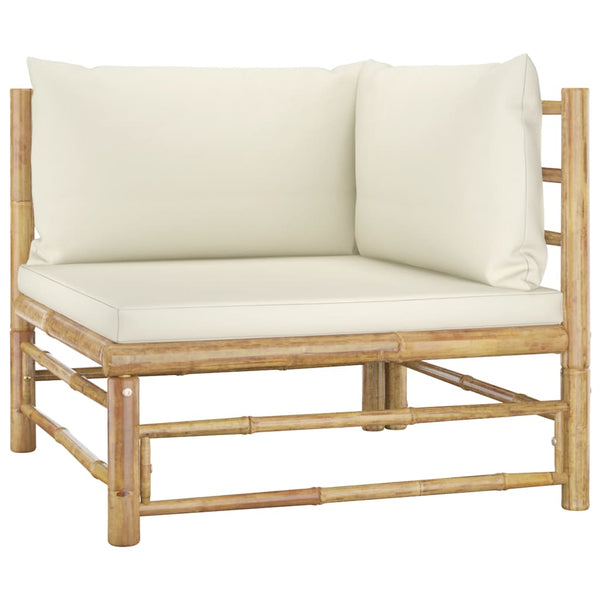vidaXL 6-Piece Garden Lounge Set with Cream White Cushions Bamboo