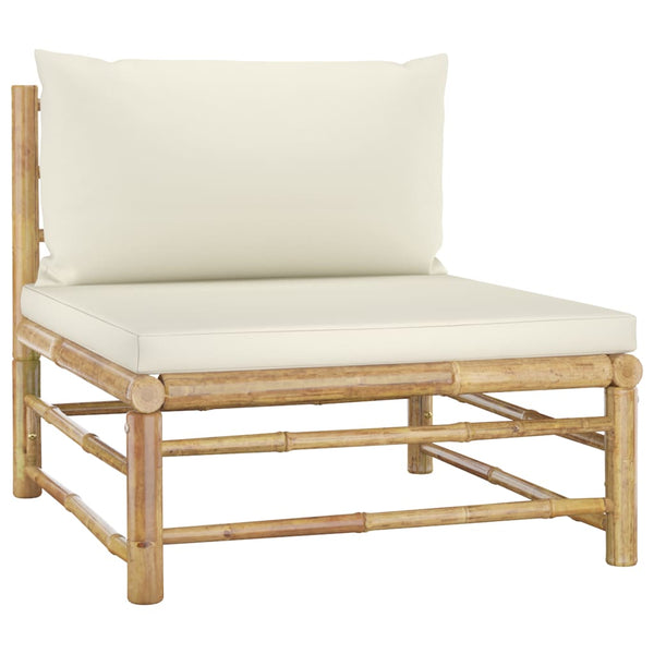 vidaXL 6-Piece Garden Lounge Set with Cream White Cushions Bamboo