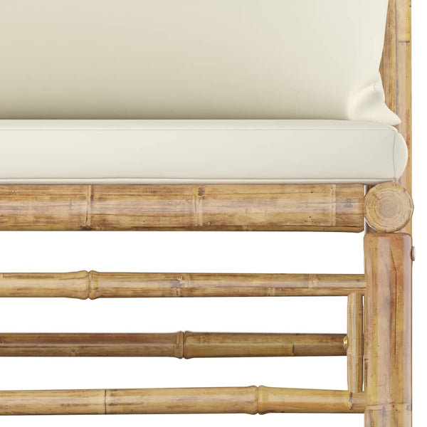 vidaXL 6-Piece Garden Lounge Set with Cream White Cushions Bamboo