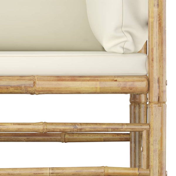 vidaXL 4-Piece Garden Lounge Set with Cream White Cushions Bamboo