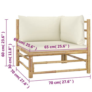 vidaXL 4-Piece Garden Lounge Set with Cream White Cushions Bamboo