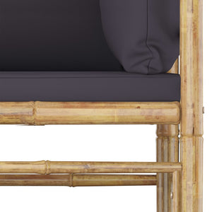 vidaXL 4-Piece Garden Lounge Set with Dark Grey Cushions Bamboo