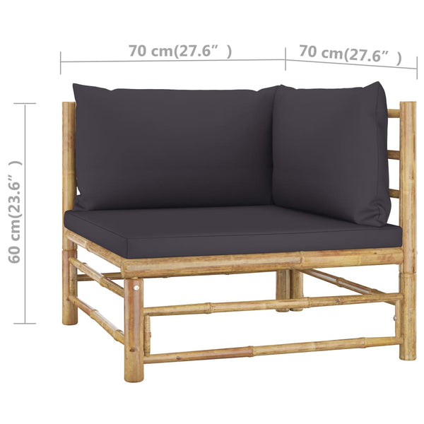 vidaXL 4-Piece Garden Lounge Set with Dark Grey Cushions Bamboo