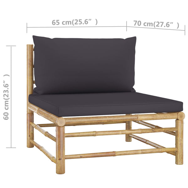 vidaXL 4-Piece Garden Lounge Set with Dark Grey Cushions Bamboo