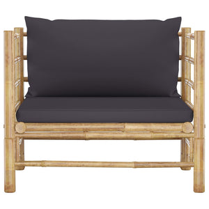 vidaXL 5-piece Garden Lounge Set with Dark Grey Cushions Bamboo