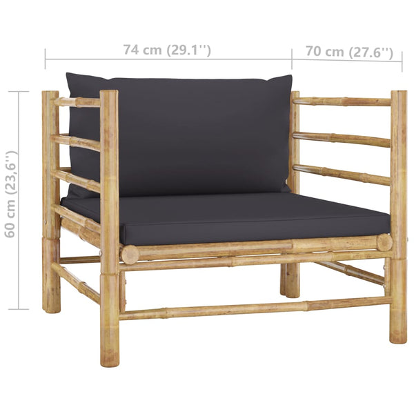 vidaXL 5-piece Garden Lounge Set with Dark Grey Cushions Bamboo