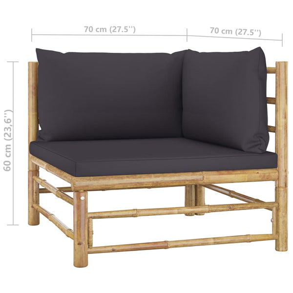 vidaXL 6-Piece Garden Lounge Set with Dark Grey Cushions Bamboo