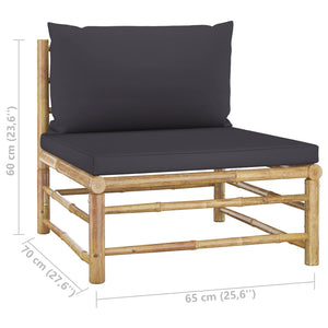 vidaXL 6-Piece Garden Lounge Set with Dark Grey Cushions Bamboo
