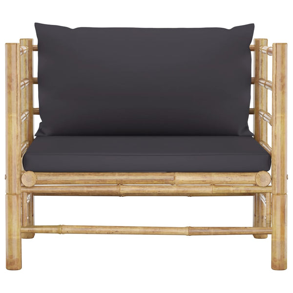 vidaXL 7-piece Garden Lounge Set with Dark Grey Cushions Bamboo