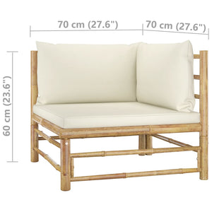 vidaXL 12-piece Garden Lounge Set with Cream White Cushions Bamboo