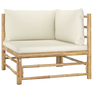 vidaXL 12-piece Garden Lounge Set with Cream White Cushions Bamboo