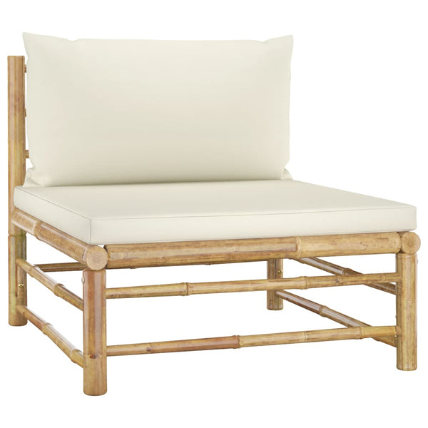vidaXL 12-piece Garden Lounge Set with Cream White Cushions Bamboo