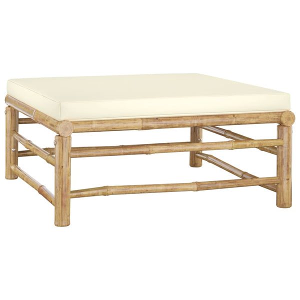 vidaXL 12-piece Garden Lounge Set with Cream White Cushions Bamboo