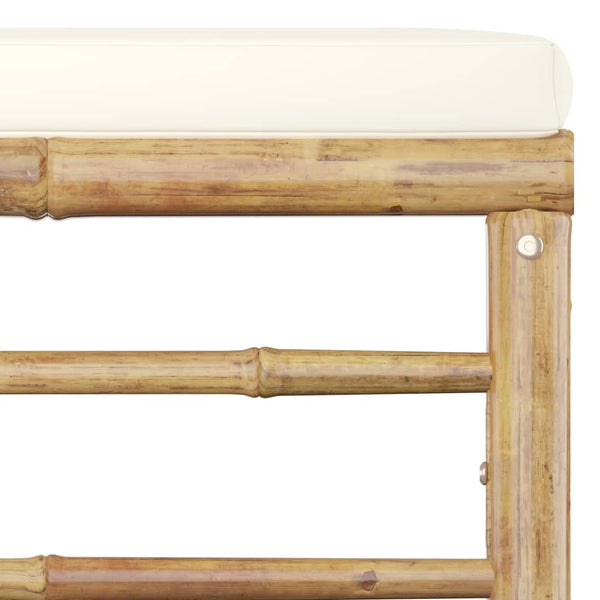 vidaXL 7-piece Garden Lounge Set with Cream White Cushions Bamboo