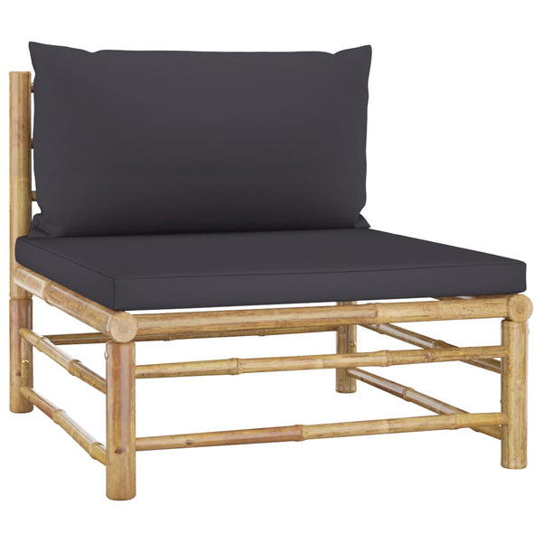 vidaXL 7-piece Garden Lounge Set with Dark Grey Cushions Bamboo