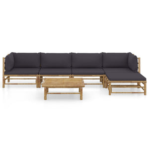 vidaXL 6-Piece Garden Lounge Set with Dark Grey Cushions Bamboo