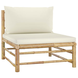 vidaXL 4-Piece Garden Lounge Set with Cream White Cushions Bamboo