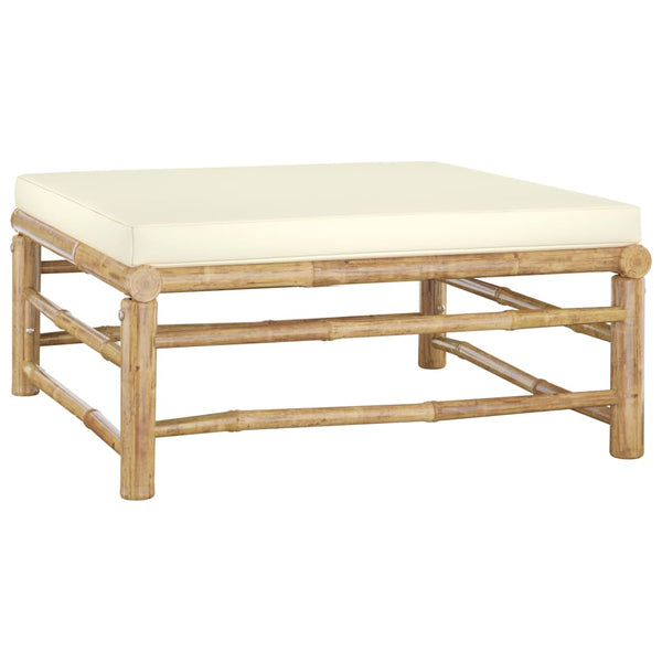 vidaXL 4-Piece Garden Lounge Set with Cream White Cushions Bamboo