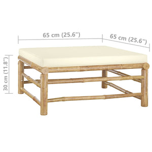 vidaXL 4-Piece Garden Lounge Set with Cream White Cushions Bamboo