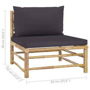 vidaXL 3-Piece Garden Lounge Set with Dark Grey Cushions Bamboo