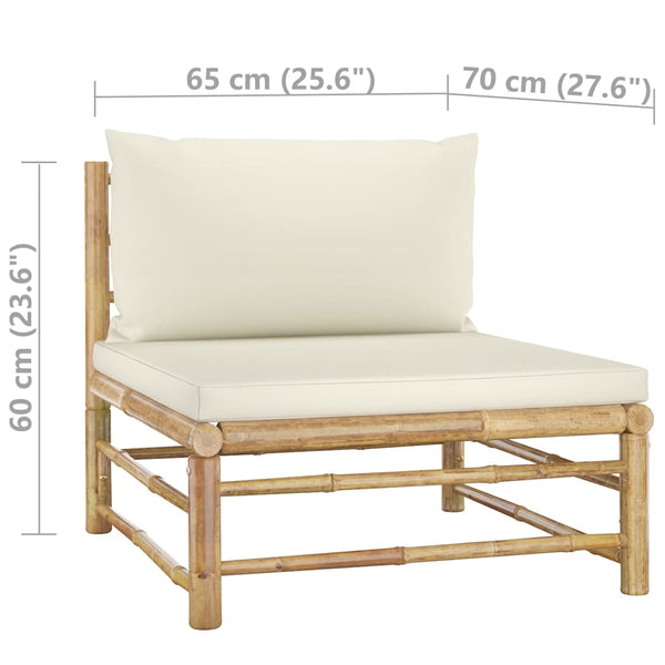 vidaXL 8-piece Garden Lounge Set with Cream White Cushions Bamboo