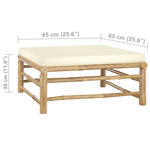vidaXL 8-piece Garden Lounge Set with Cream White Cushions Bamboo
