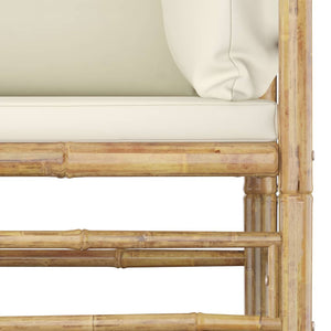 vidaXL 8-piece Garden Lounge Set with Cream White Cushions Bamboo