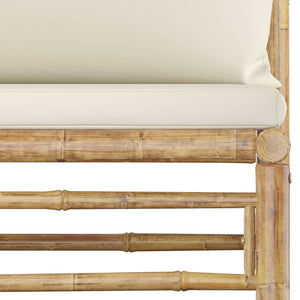 vidaXL 8-piece Garden Lounge Set with Cream White Cushions Bamboo