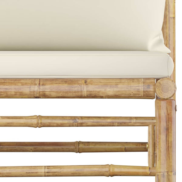 vidaXL 8-piece Garden Lounge Set with Cream White Cushions Bamboo