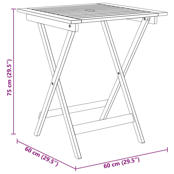vidaXL 3-Piece Folding Outdoor Dining Set Solid Acacia Wood